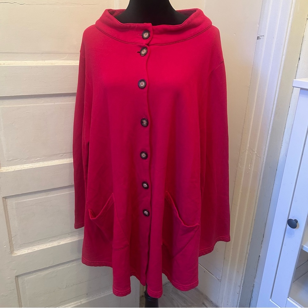 bryn Walker Women’s Bamboo Cotton Jacket Red Button-Up Barbie Pink Art Teacher